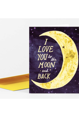 To the Moon and Back Crescent Greeting Card
