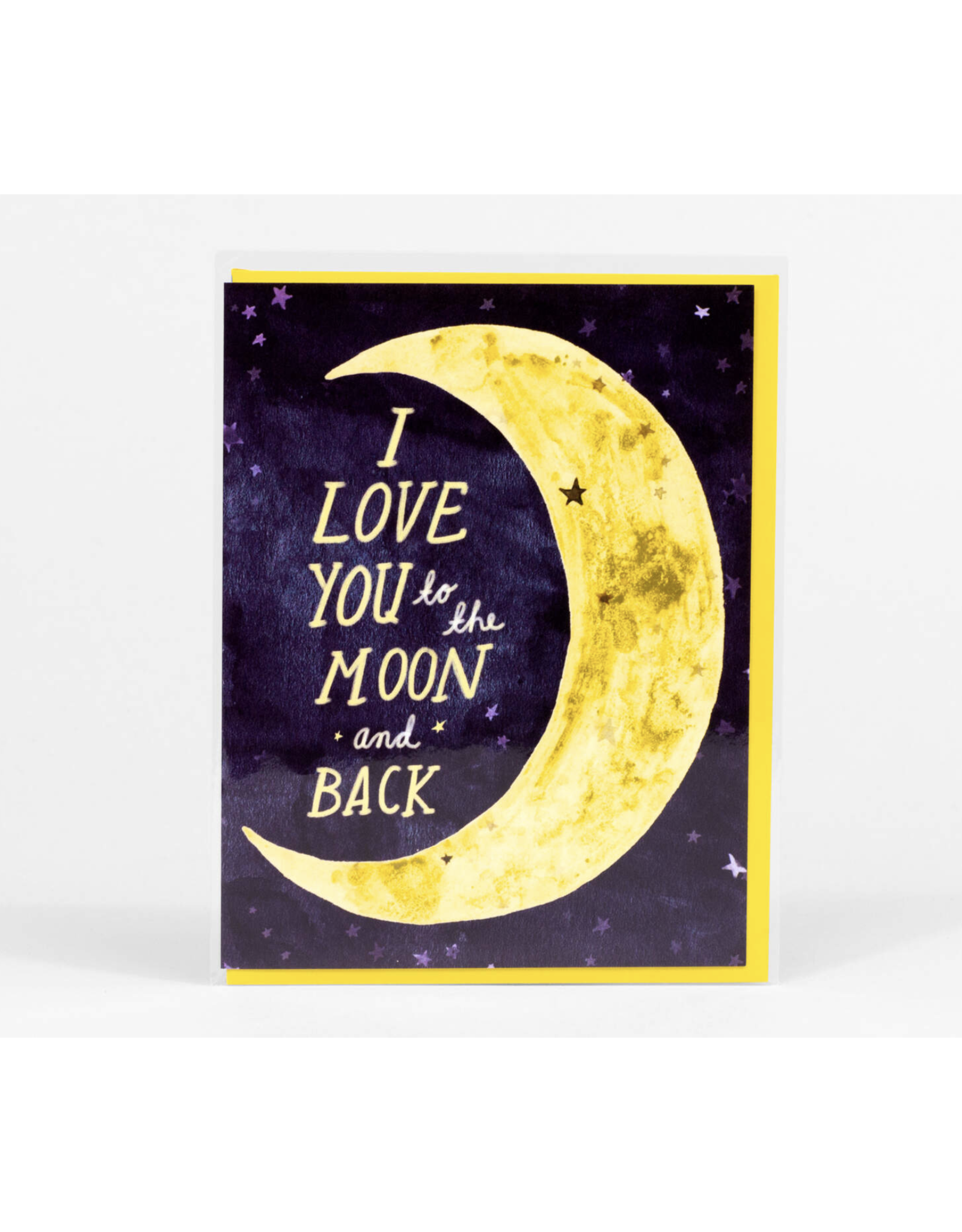 To the Moon and Back Crescent Greeting Card