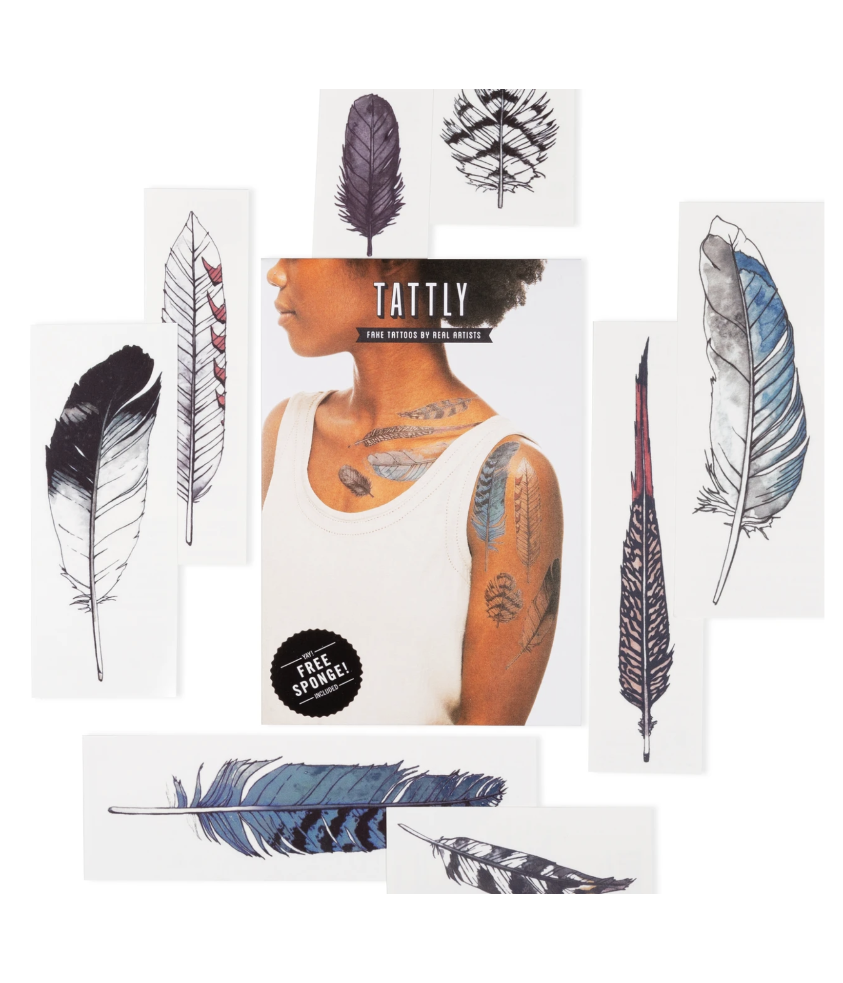 Watercolor Feather Tattoo Set Home