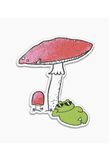 Cool Frog & Mushroom Vinyl Sticker