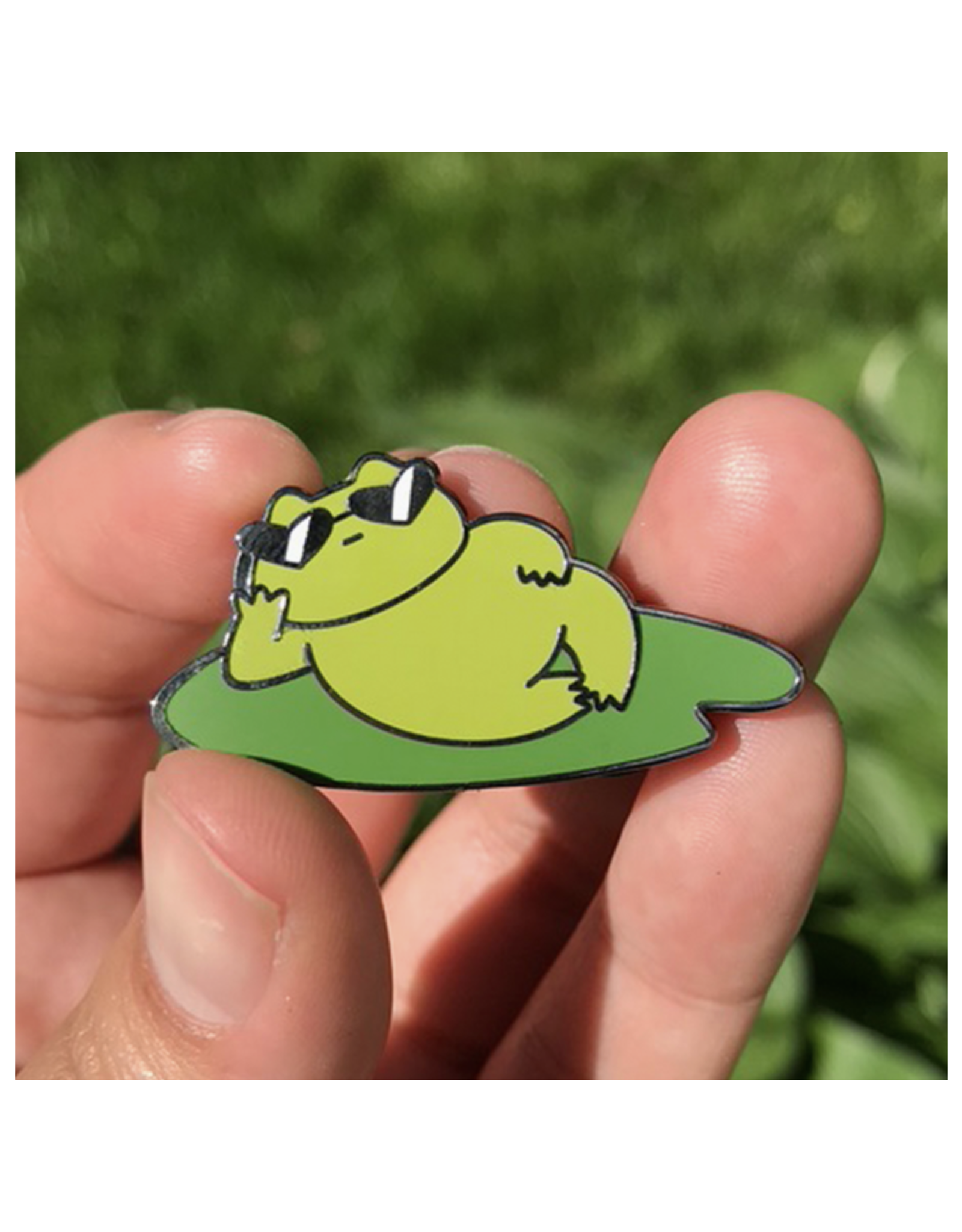 Cool Frog Lily Enamel Pin