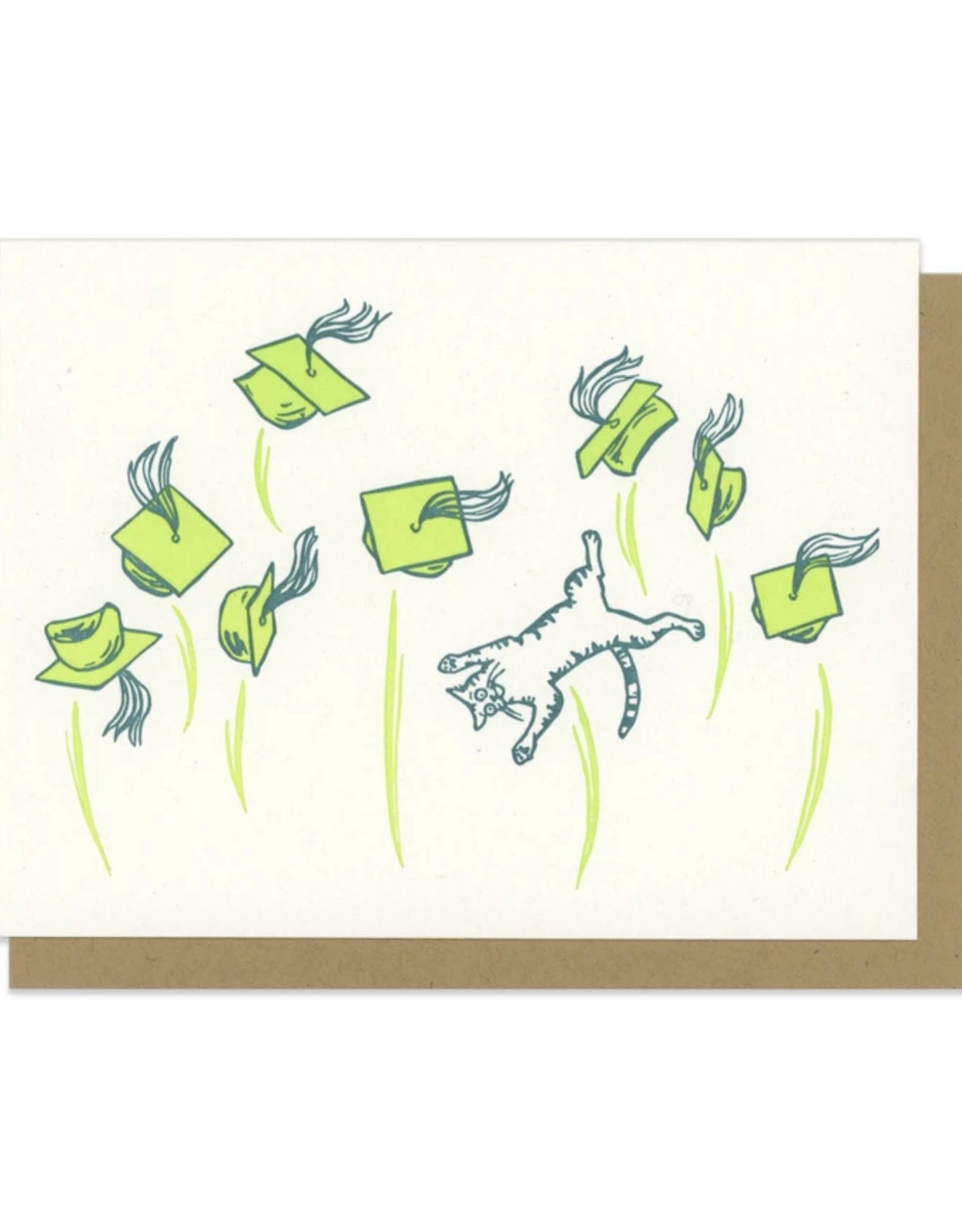 Graduation Caps/Cat Greeting Card