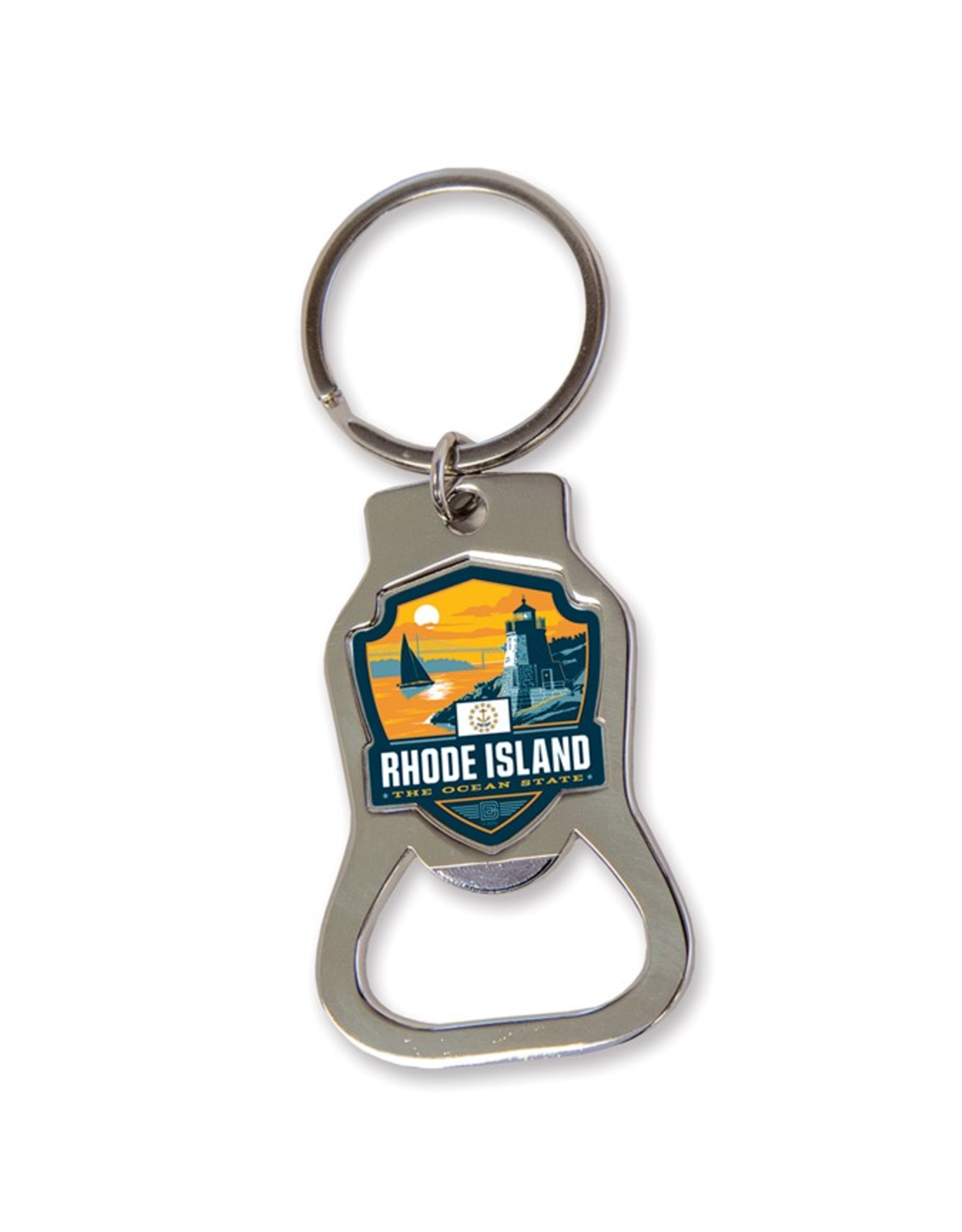 RI the Ocean State Bottle Opener Keychain