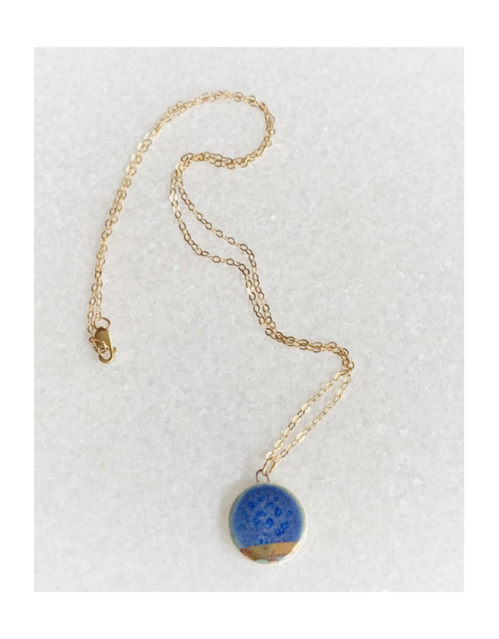 Small Circle Necklace -  Gold/Blue