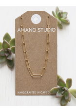 Paper Clip Chain Necklace - Gold