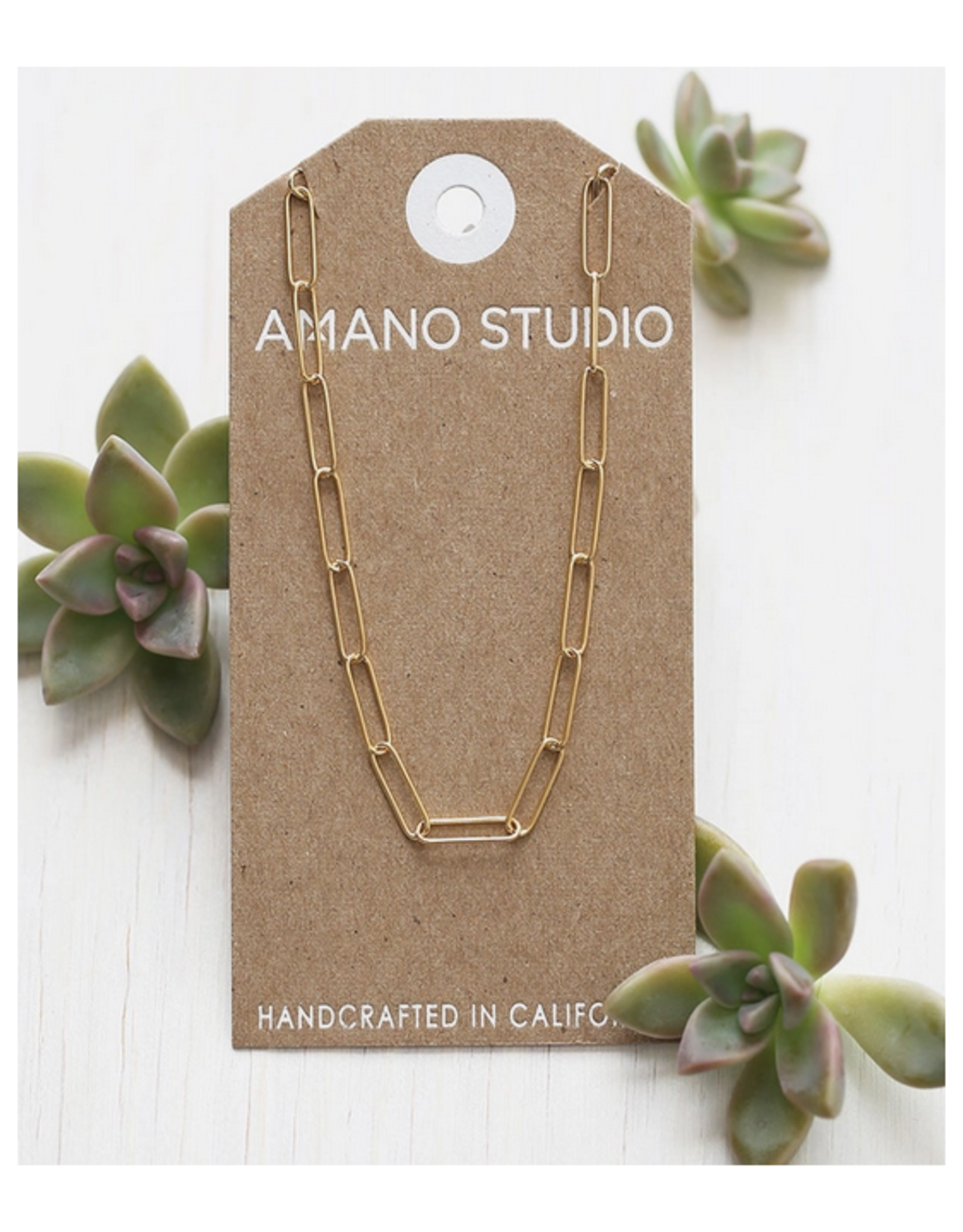 Paper Clip Chain Necklace - Gold