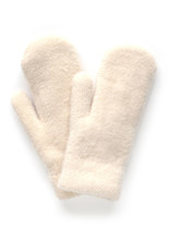 Faux Fur Lined Fuzzy Mittens - Ivory