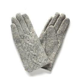 Cable Knit Touchscreen Gloves - Light Grey