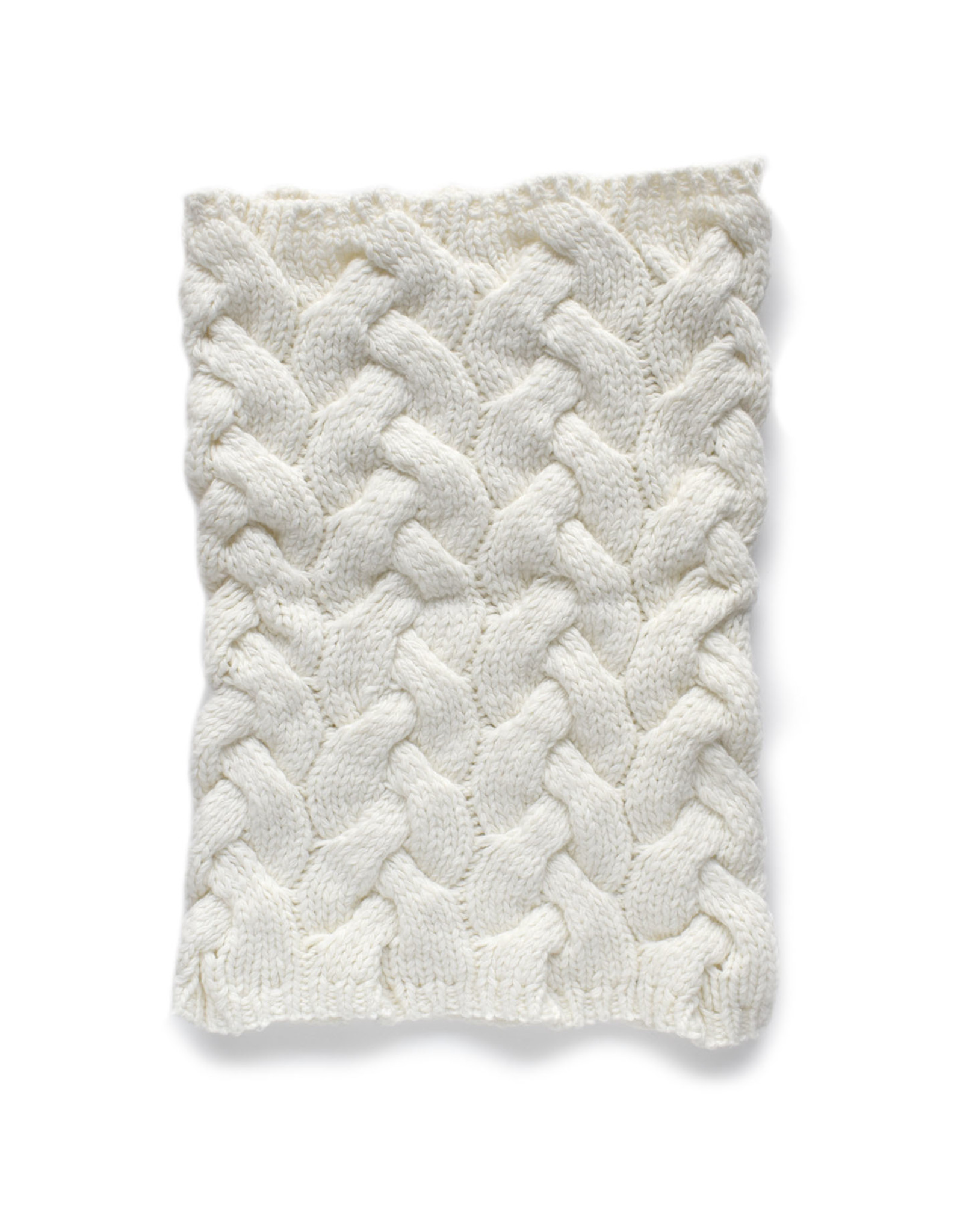 Cable Knit Snood Scarf - White