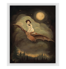 Flying By Night Girl & Bat Print