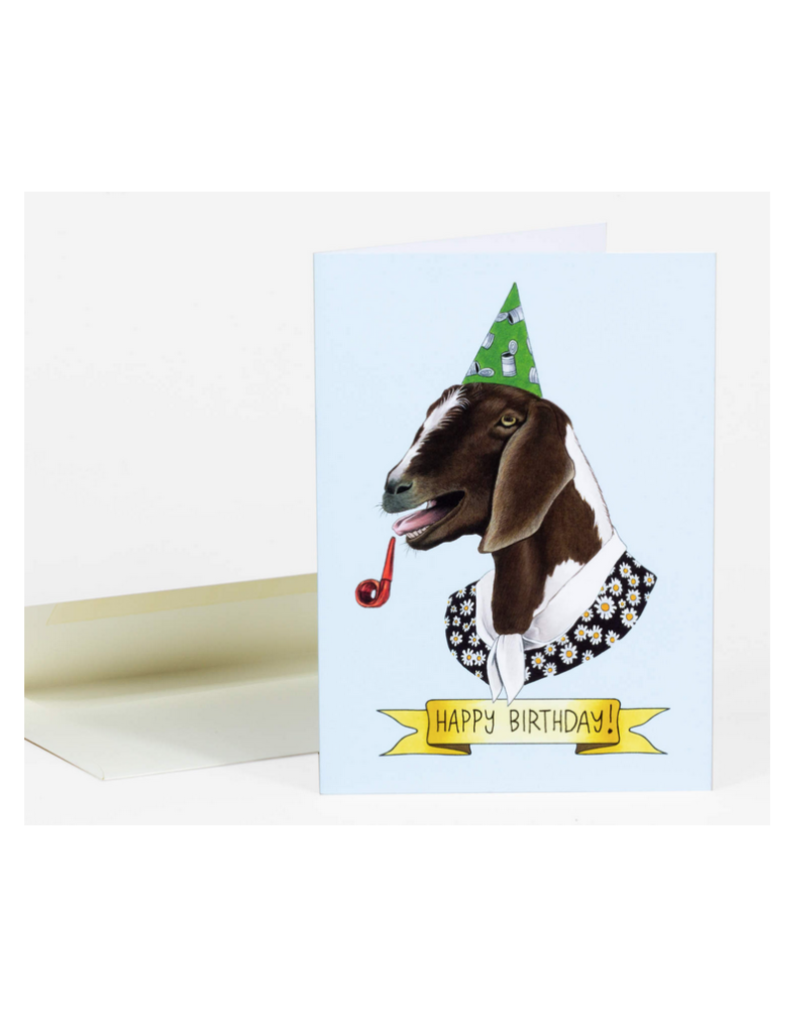 Happy Birthday Goat Party Hat Greeting Card