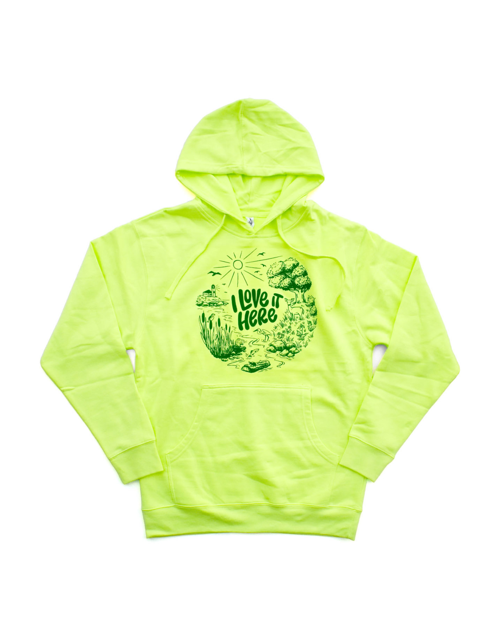 I Love It Here EcoRI Hoodie (Safety Green)