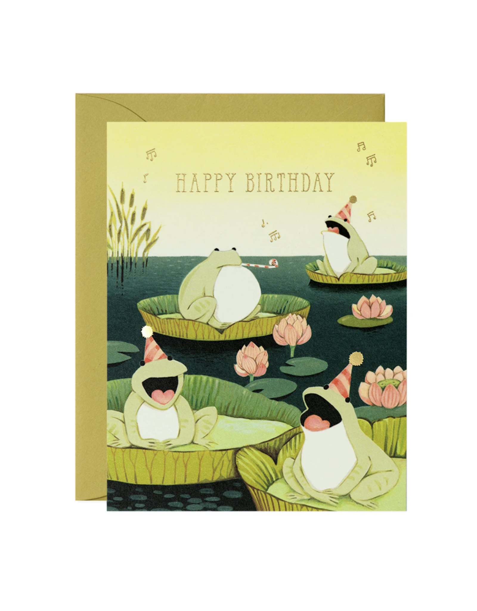 Happy Birthday Singing Frogs Greeting Card