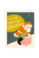 Santa on Rooftop Greeting Card