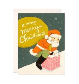 Santa on Rooftop Greeting Card