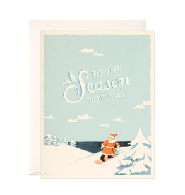Snowboarding Santa Greeting Card