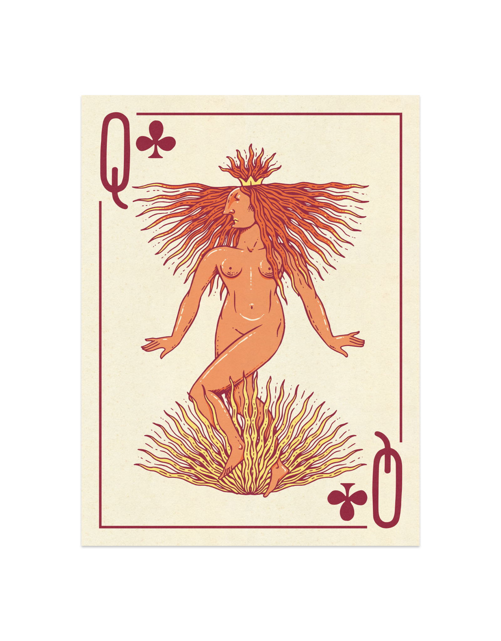 Playing Card Print - Queen of Clubs
