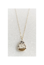 Small Teardrop Necklace - Black Splatter/Gold