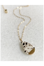 Small Teardrop Necklace - Black Splatter/Gold