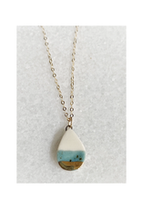 Small Teardrop Necklace - Teal/White/Gold