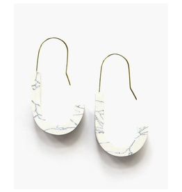 Clay Hoop Earrings - White Marble