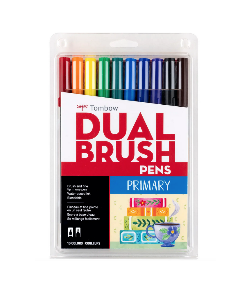Dual Brush Pen Art Markers, Primary, 6-Pack