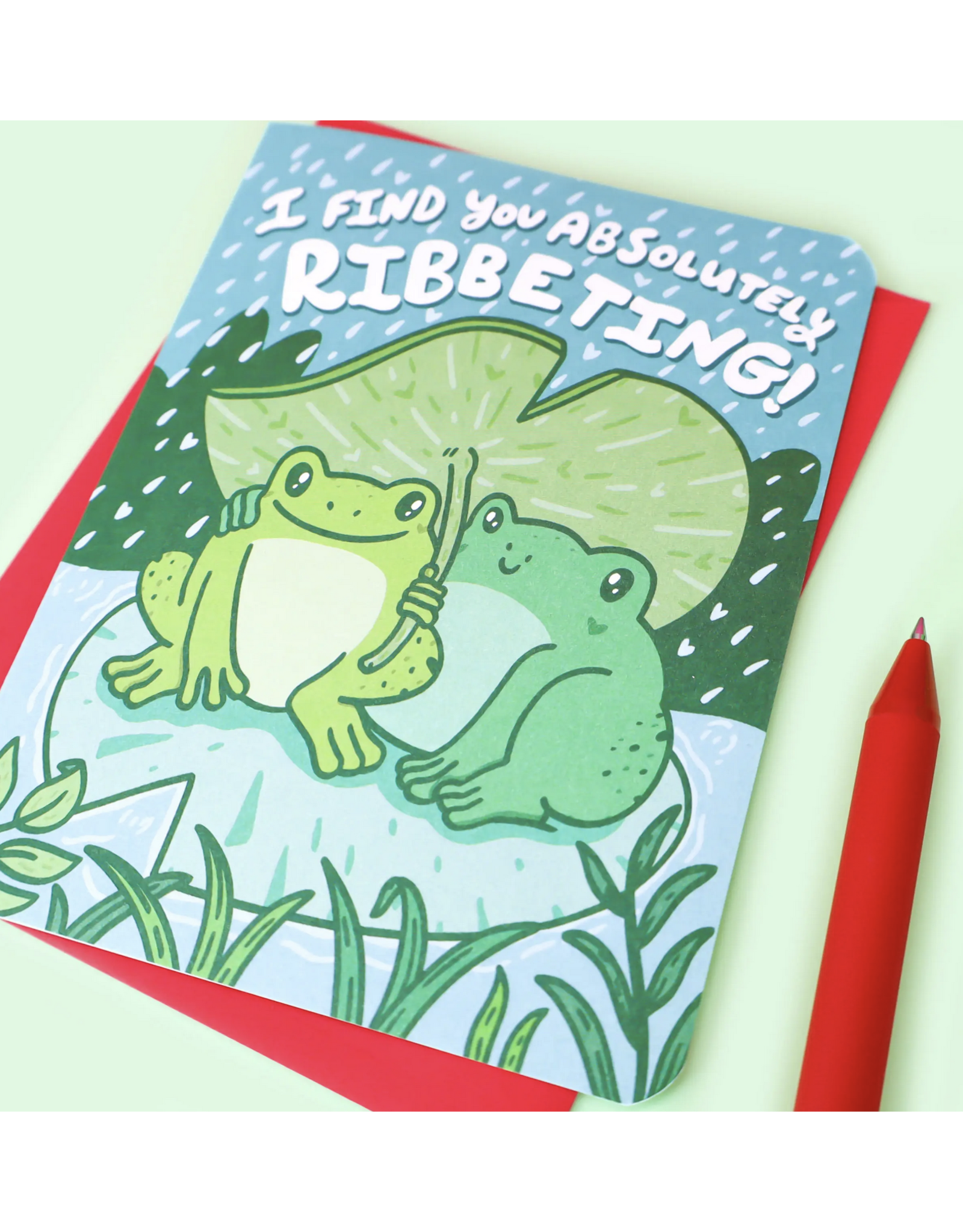 I Find You Ribbeting Frogs Greeting Card