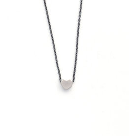 Adorn512 Love Heart Necklace - Silver/Gunmetal