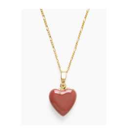 Large Enamel Heart Locket Necklace - Canyon