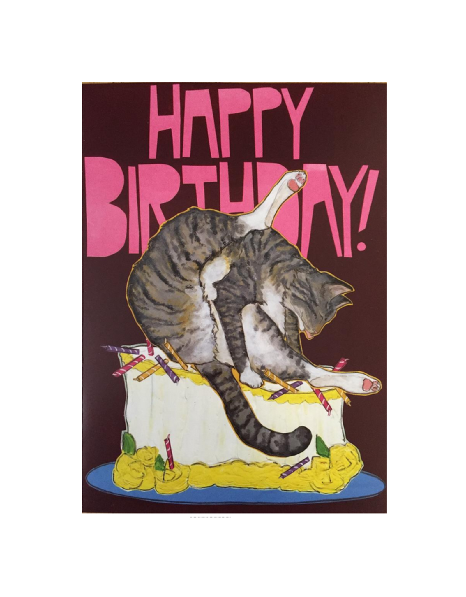 Happy Birthday Cake Bad Cat Greeting Card