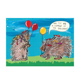Porcupine Birthday Balloons Greeting Card