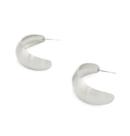Vintage Rounded Hoop Earrings - Silver