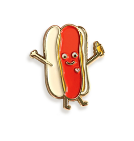 Happy Hot Dog Enamel Pin