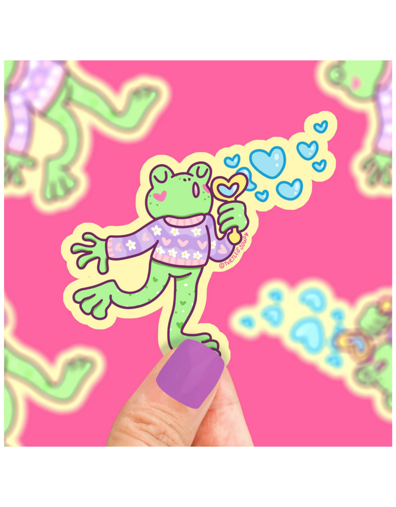 Frog Blowing Bubbles Sticker