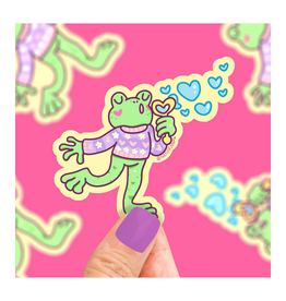 Frog Blowing Bubbles Sticker