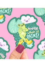 Happy When it Rains Frog Sticker