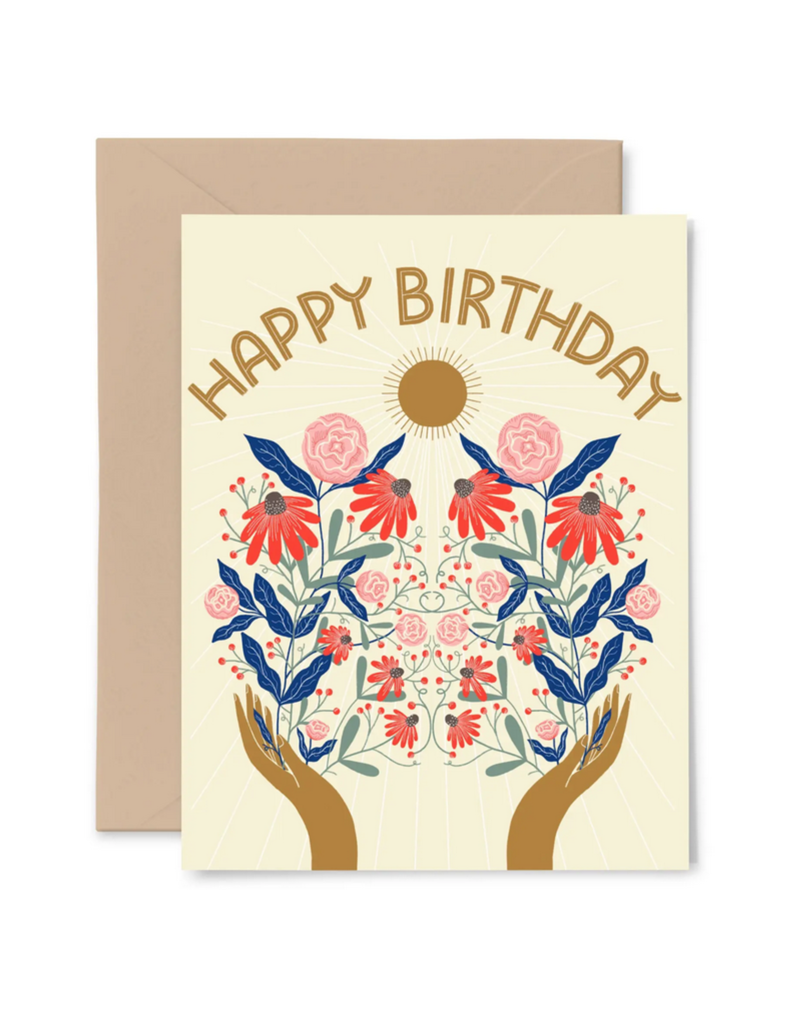 Happy Birthday Bouquet Hands Greeting Card