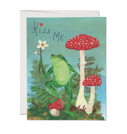 Kiss Me Frog & Mushrooms Greeting Card