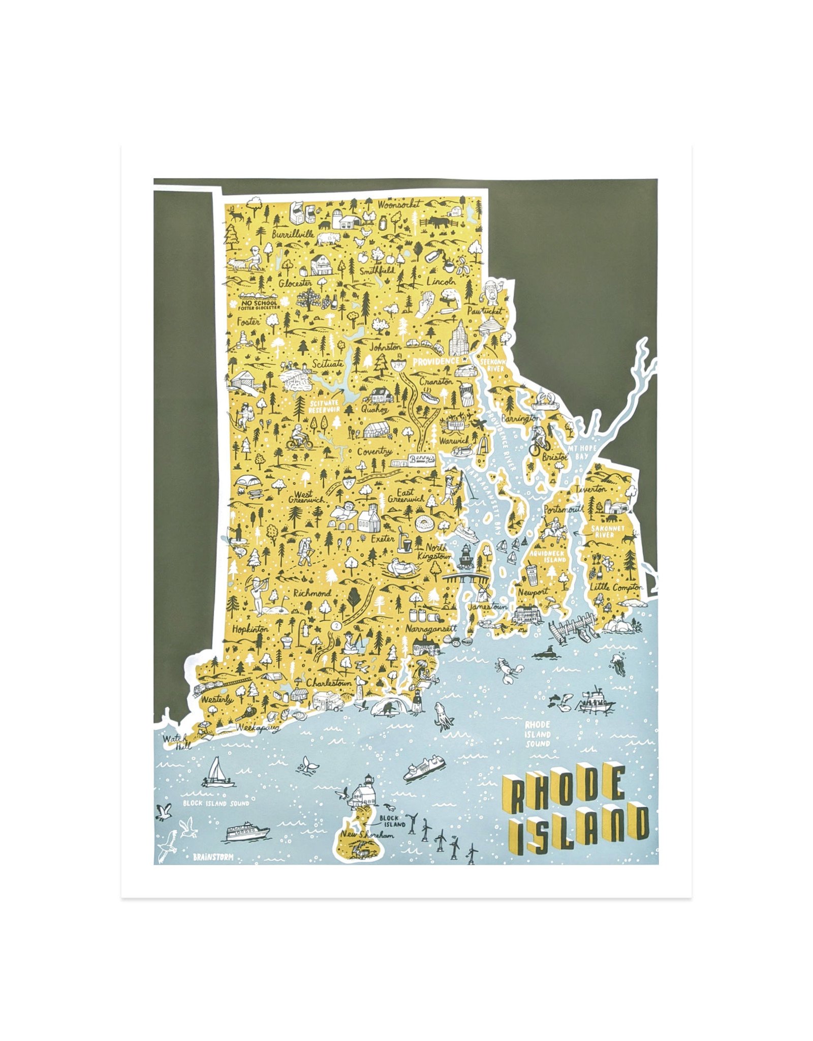 Rhode Island State Map Print