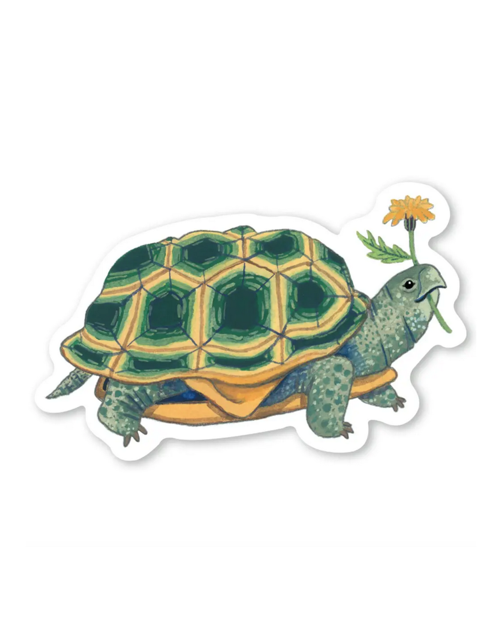 Turtle Holding a Flower Sticker