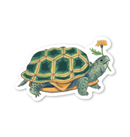 Turtle Holding a Flower Sticker