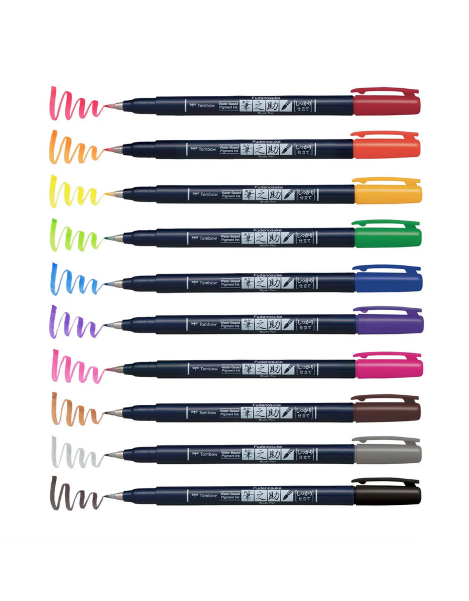 Fudenosuke Colors Calligraphy Brush Pens 10 Pack