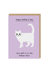 Happy Mother's Kitchen Floor Cat Greeting Card