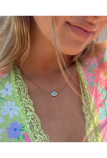 Gold & Turquoise Half Moon Necklace
