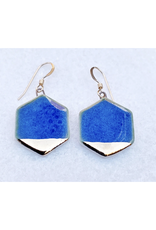 Small Hexagon Earrings - Blue/Gold