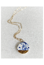 Small Circle Necklace - Blue Speckle/Gold