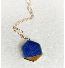 Small Hexagon Necklace -  Blue/Gold