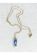 Rectangle Necklace - Blue Speckle/Gold