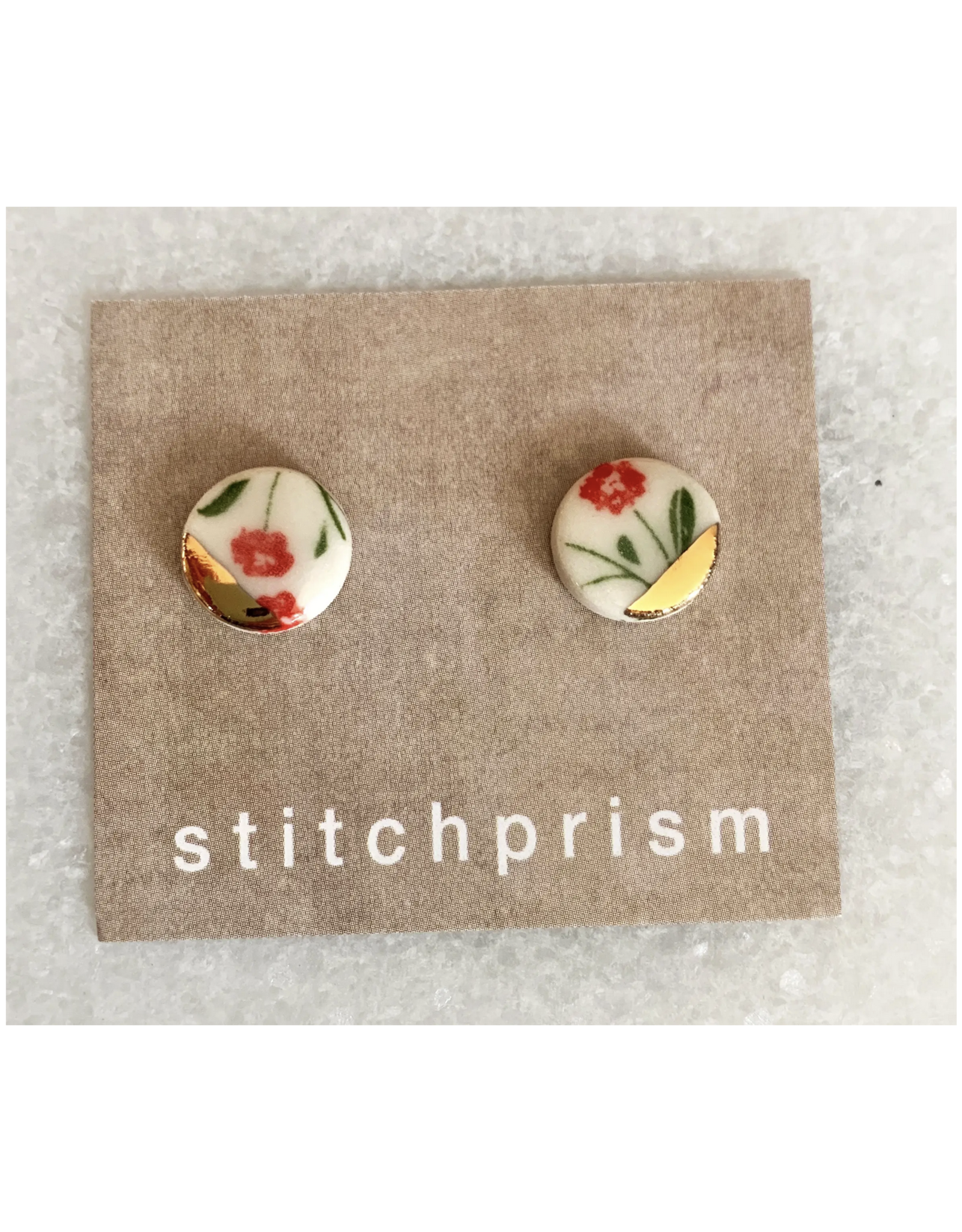 Small Circle Floral Stud Earrings