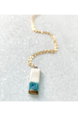 Rectangle Necklace - Teal/White/Gold